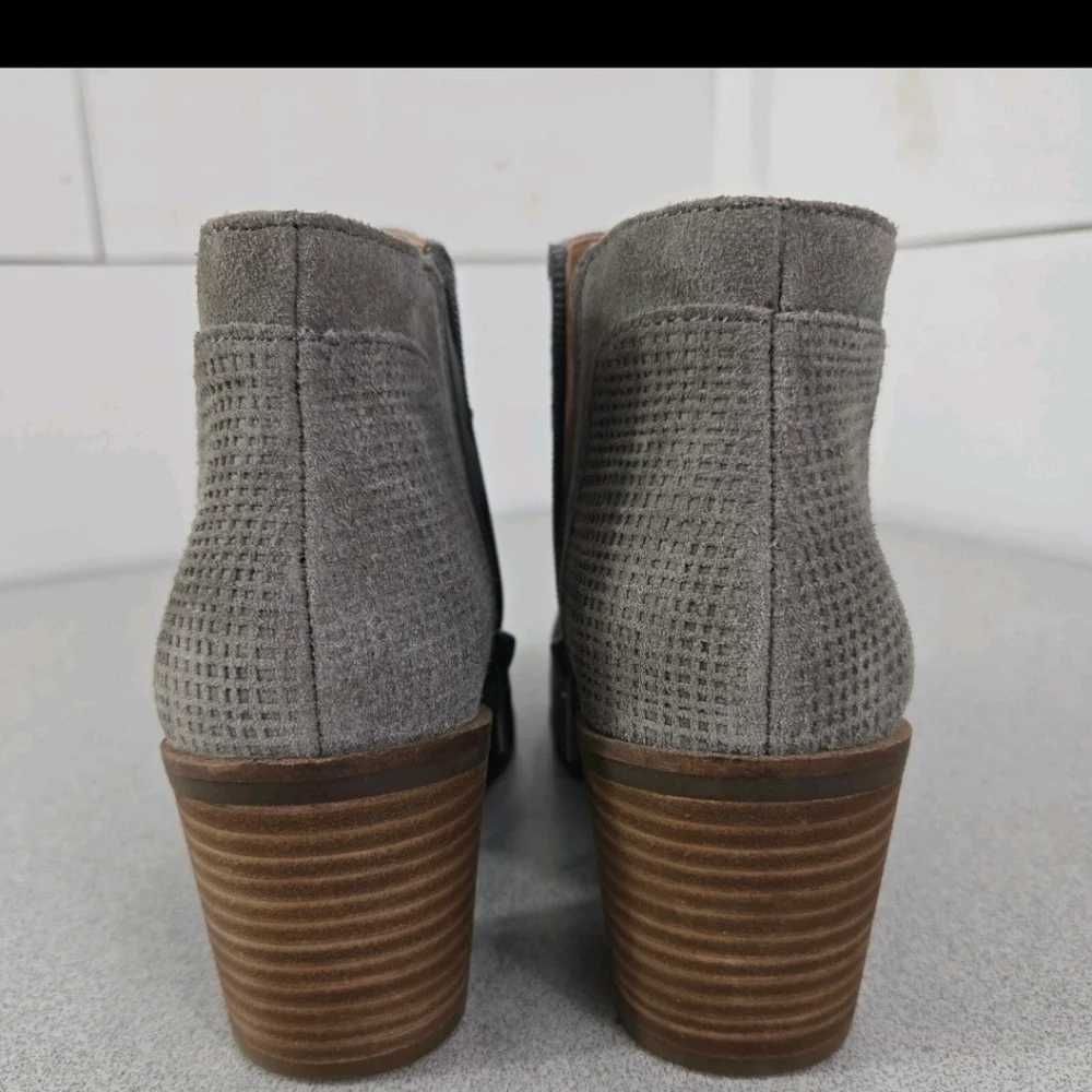 LUCKY BRAND PONIC LEATHER TITANIUM GREY WESTERN BOOTIE SIZE 8.5